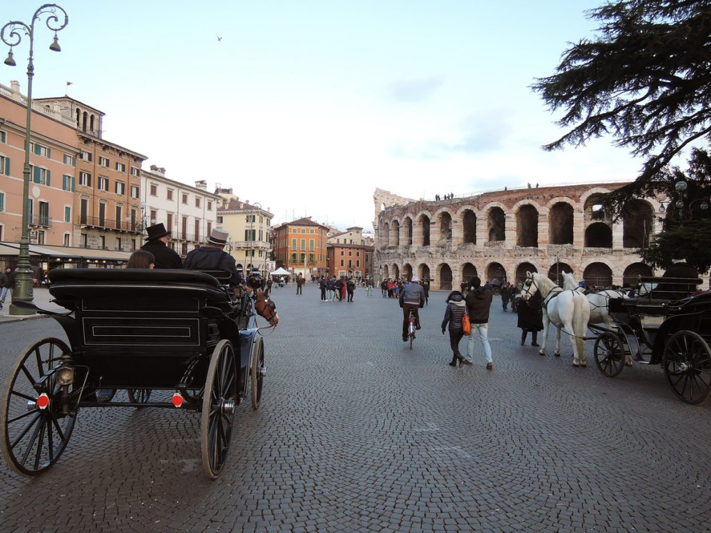 Horse carriages outside the Verona Arena