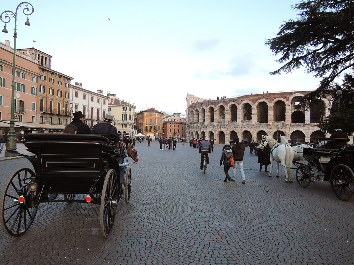 Horse carriages outside the Verona Arena