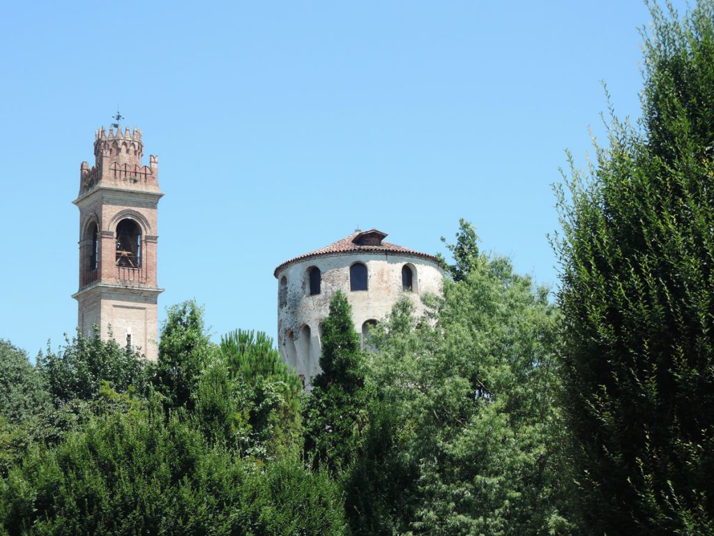 Church bell tower and Carrarese Tower