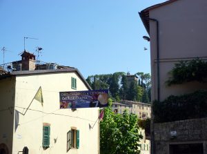 The banner for Diana's gold medal