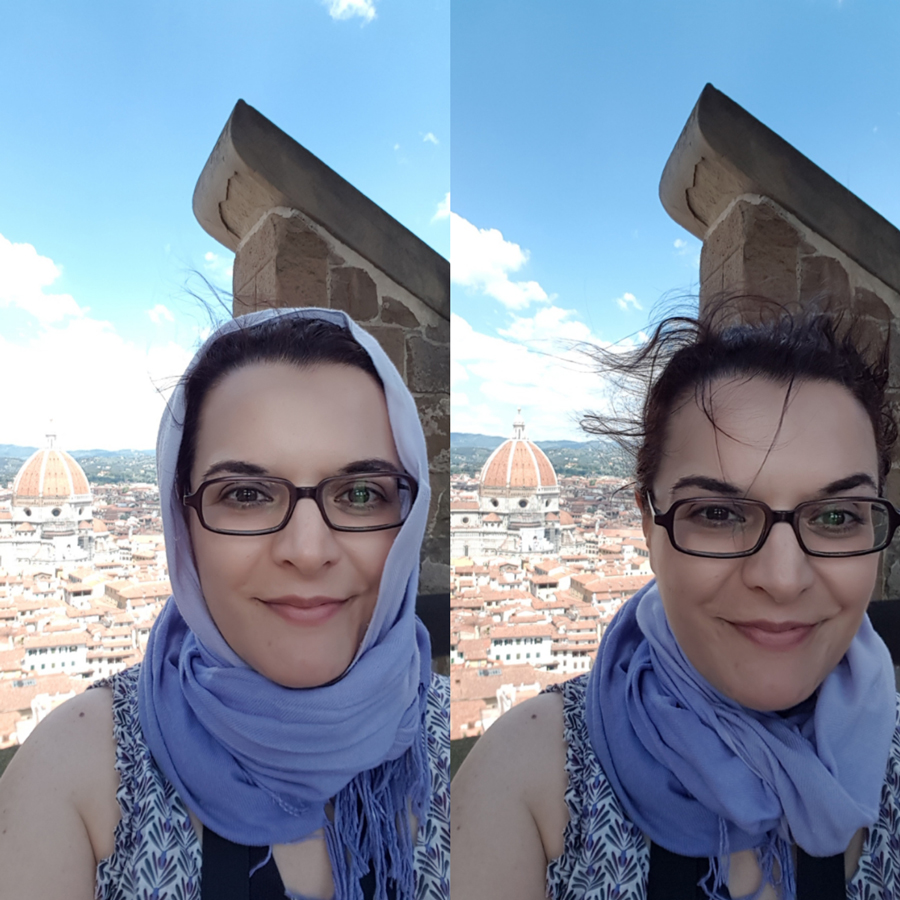 On top of Palazzo Vecchio is very windy (look at me without shawl)