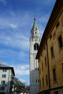 Cortina church and mountains