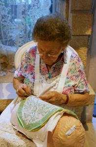 Lady embroidering