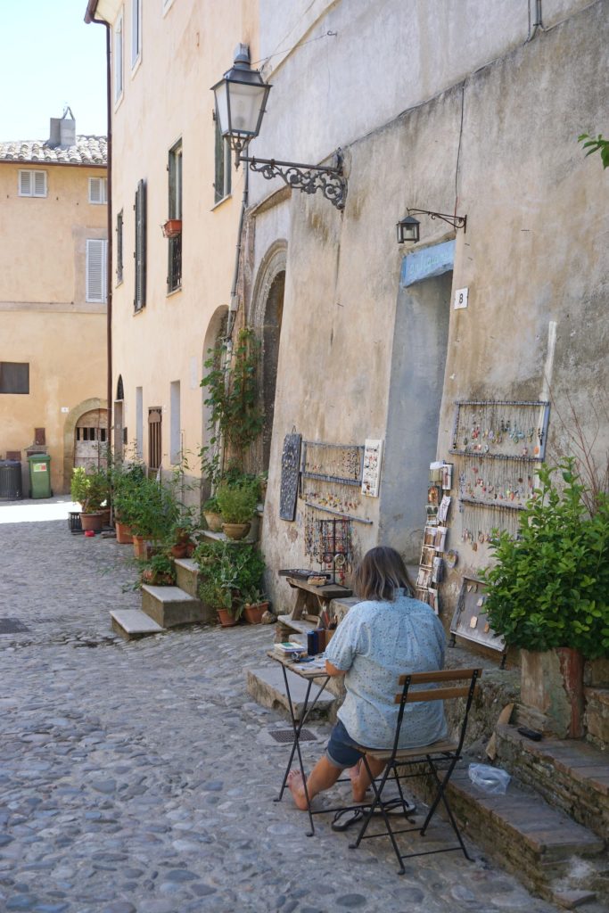 Artist at work in Calcata Italy