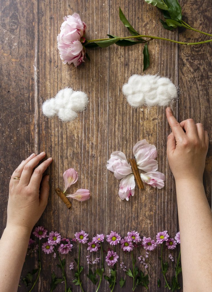 Creative flowers flat lay